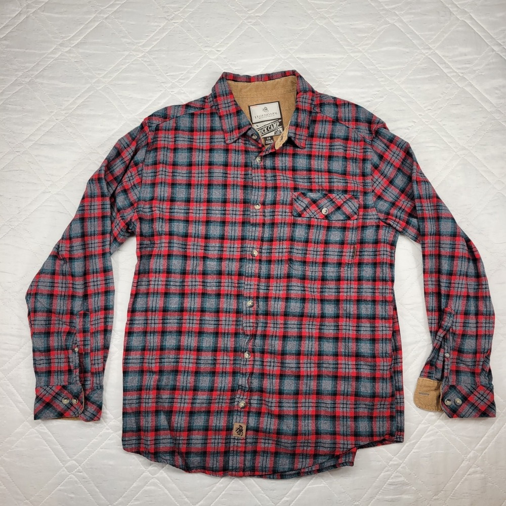 Legendary Whitetails Buck Camp red plaid long sleeve flannel men's L